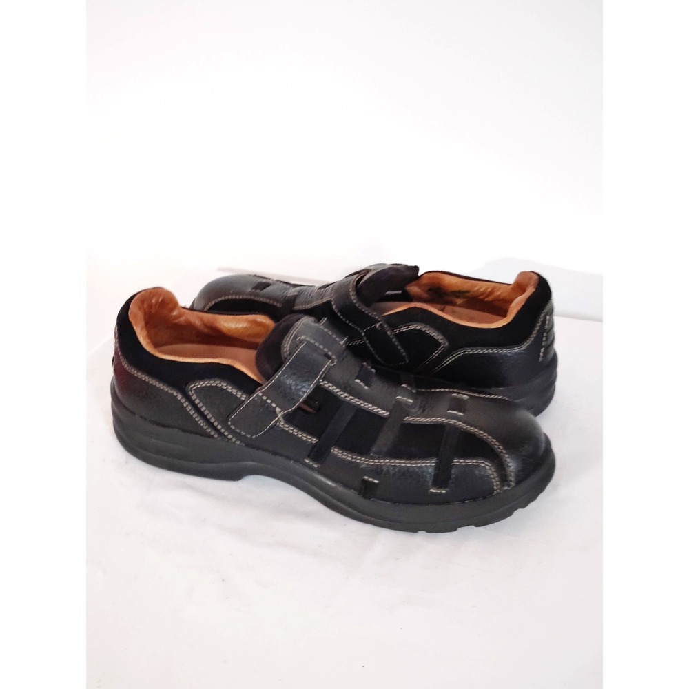 Dr Comfort Men 8W Black Leather Comfort Orthopedic Support Casual Gothic Shoes